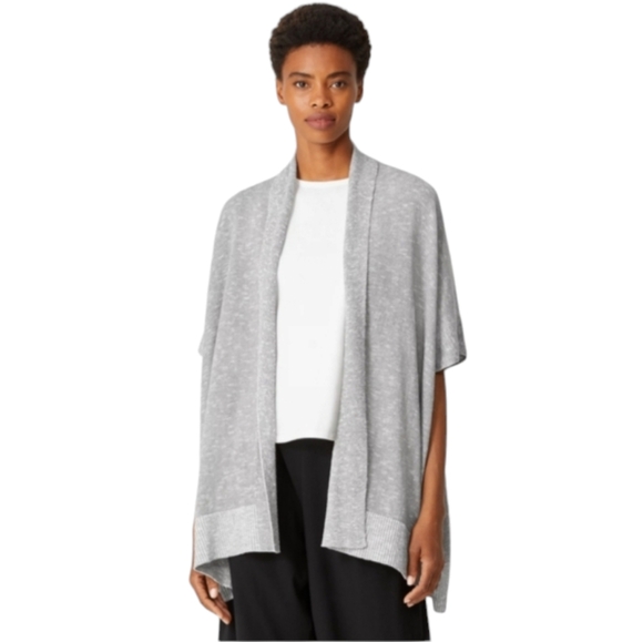 Eileen Fisher Women's Organic Cotton Linen Slub Cardigan Gray Boxy Long Size XS - Picture 1 of 6